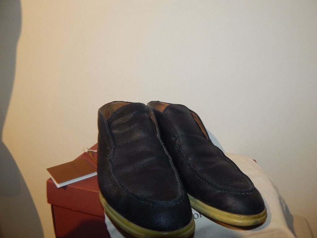 Loro Piana leren loafers enkel hoog donker blauw in doos 44, Kleding | Heren, Schoenen, Loafers, Loro Piana, Gedragen, Verzenden