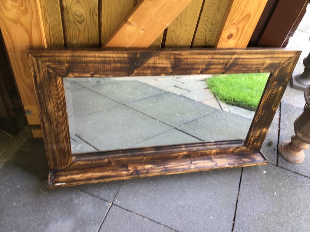 Spiegel met houten omlijsting, Ophalen, Zo goed als nieuw, Minder dan 100 cm, Rechthoekig