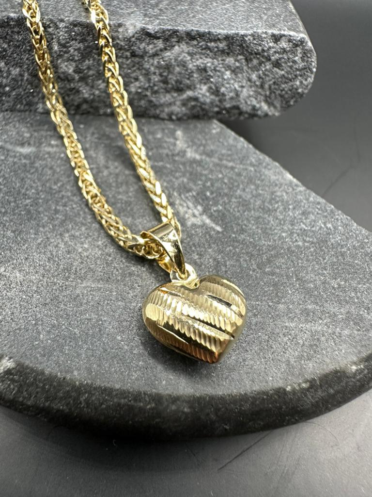 14k Gouden Vossenstaart Ketting met Hartje - 50 cm, Ophalen of Verzenden, Gebruikt, Goud, Met hanger