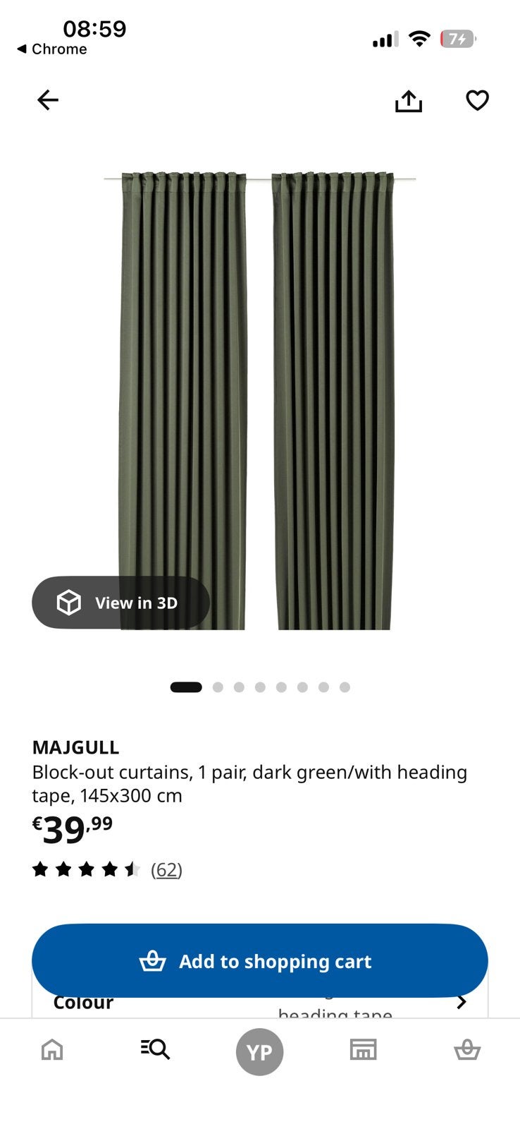 Ikea Gordijnen - Blackout, 145x300, very good condition, IKEA, Ophalen of Verzenden, Zo goed als nieuw