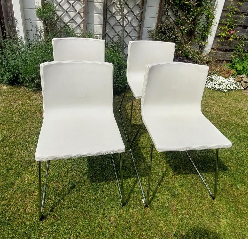4st Ikea Bernard leren stoelen, Ophalen, Gebruikt, Wit, Twee