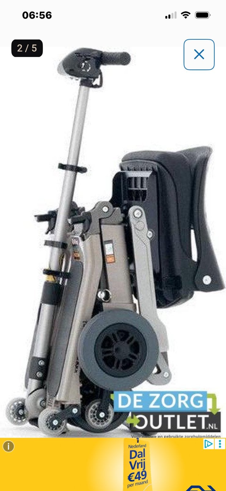 Luggi opvouw bare scootmobiel zgst, Diversen, Brommobielen en Scootmobielen, Ophalen, Gebruikt, 15 km of minder, 11 t/m 15 km/u