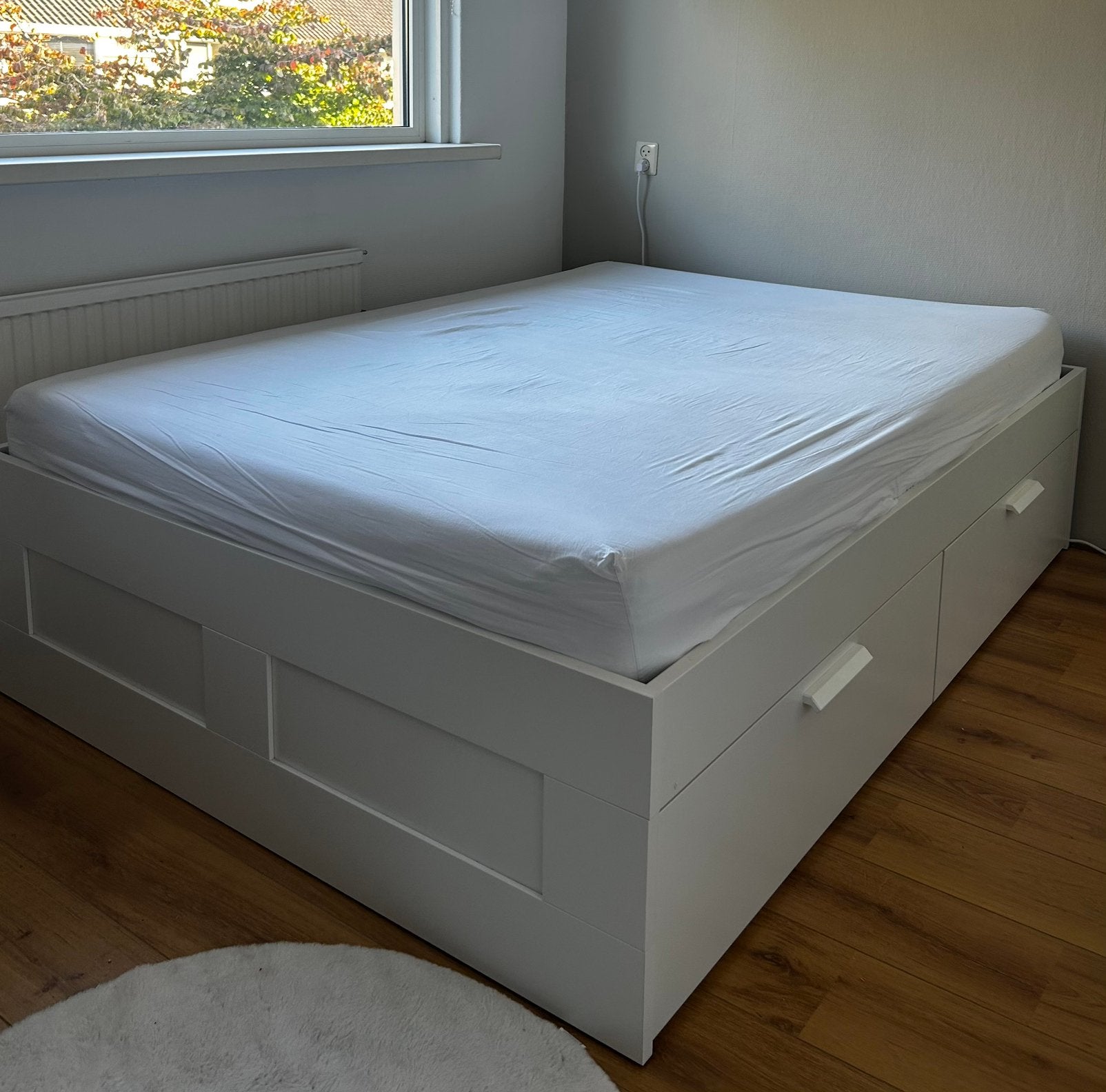 Ikea Brimnes bed 140 x 200 wit incl. lattenbodem en matras, Ophalen, Wit, Tweepersoons, 140 cm