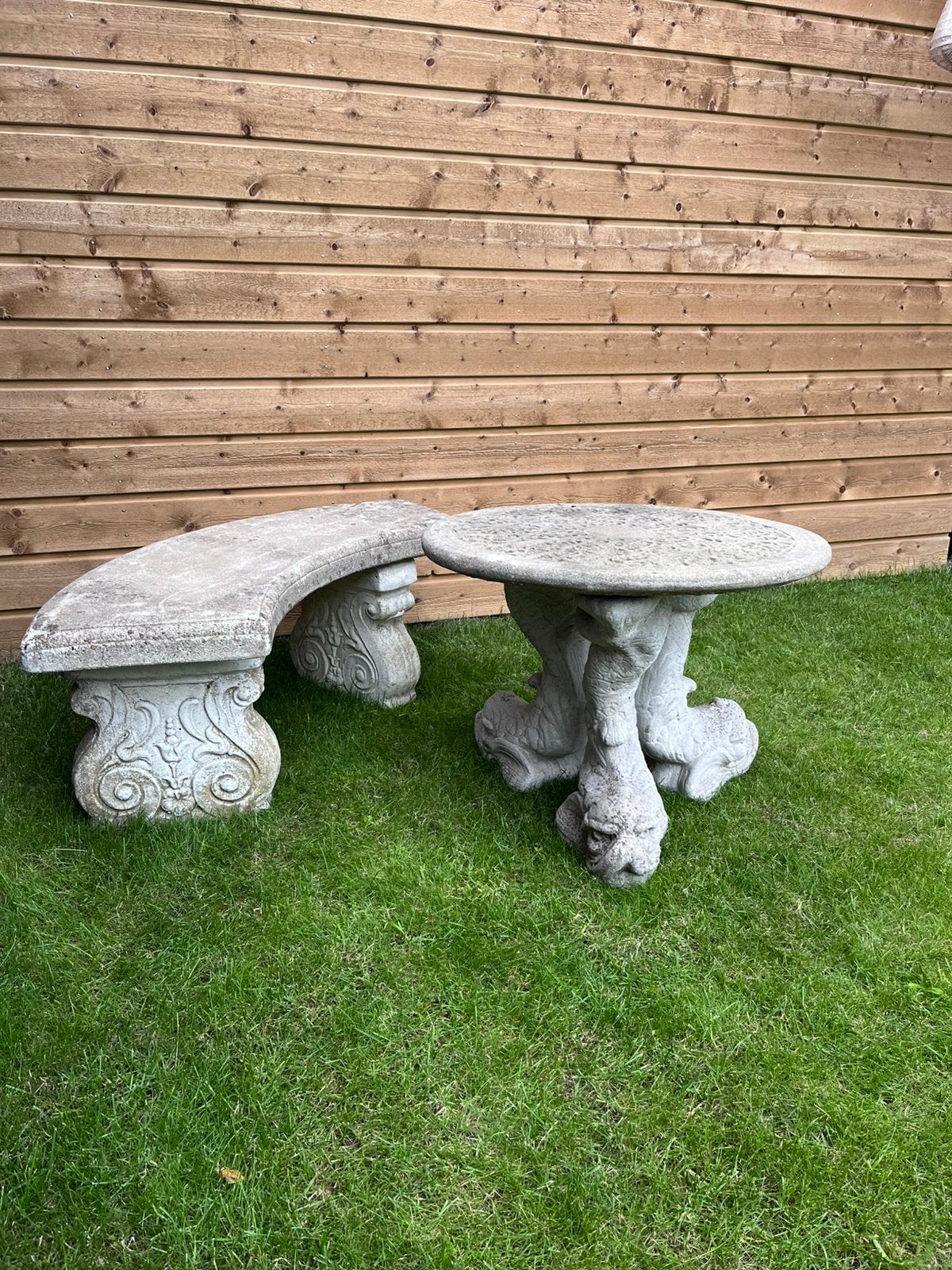 Betonnen tuinbankje + tafelje (antiek), Tuin en Terras, Ophalen, Zo goed als nieuw, Overige materialen, Tuinset