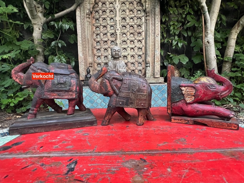 Olifant houtsnijwerk uit India Indiase handwerk, Ophalen of Verzenden, Zo goed als nieuw, Dier