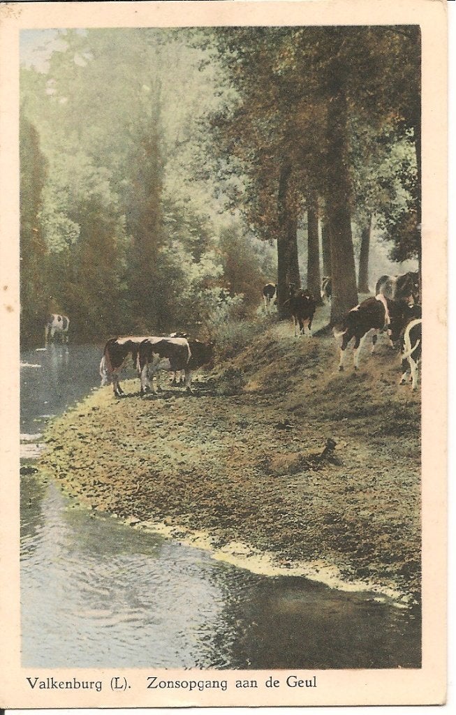 Valkenburg Zonsondergang aan de Geul., Ophalen of Verzenden, 1960 tot 1980, Ongelopen, Limburg