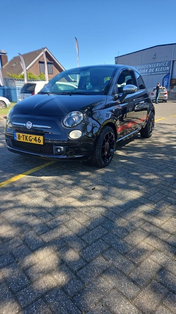 Fiat 500 1.2 C 2009 Zwart Airco Android, Voorwielaandrijving, Euro 5, 4 cilinders, 840 kg