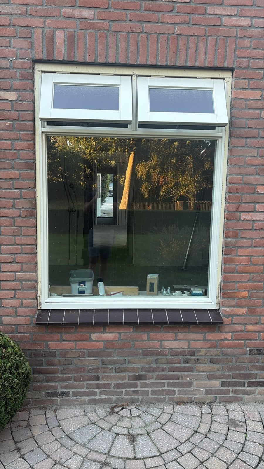 Houten kozijn met glas, bovenramen te openen, Ophalen, Gevelraam of Ruit, Gebruikt, 160 cm of meer