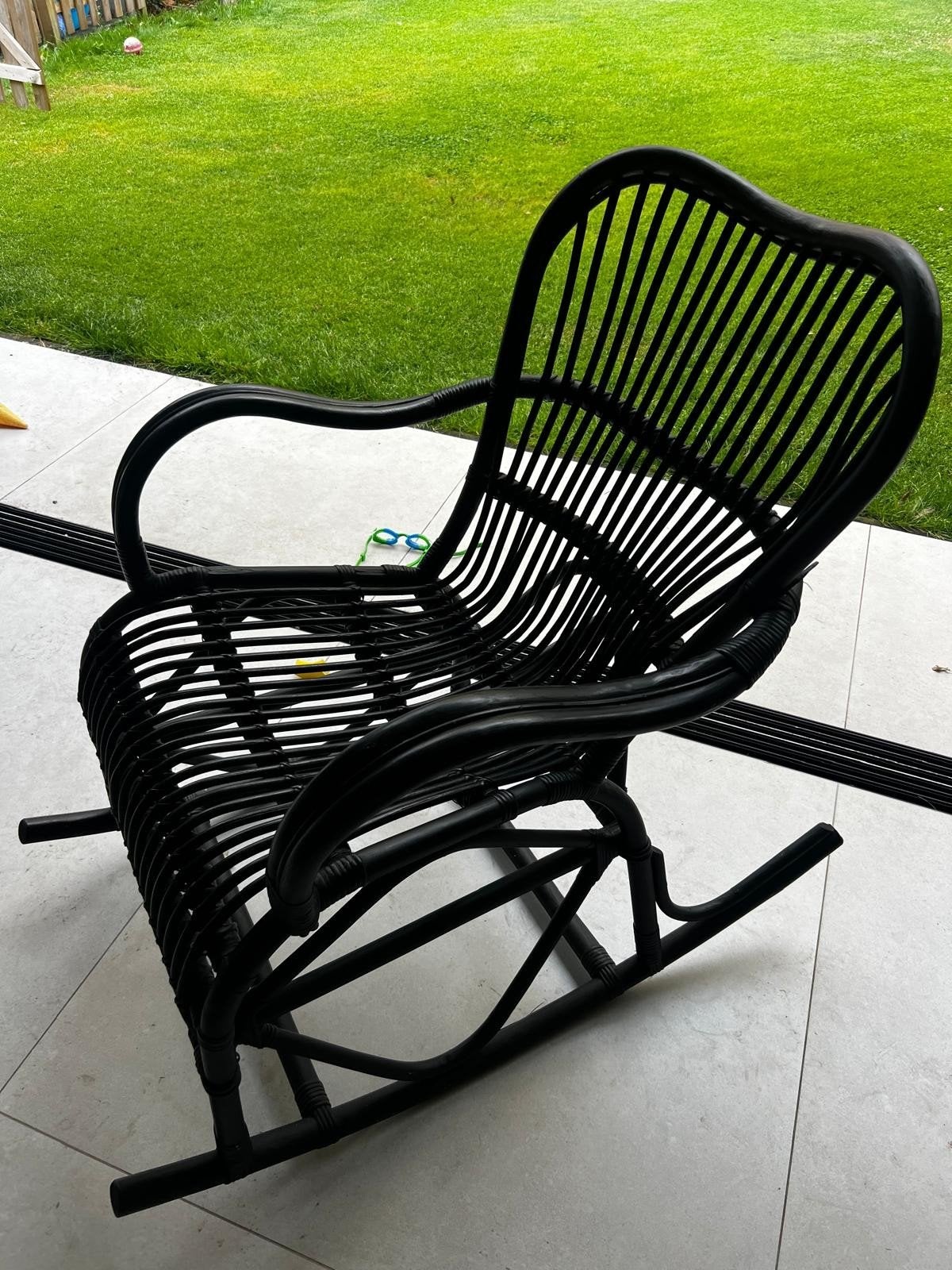 Schommelstoel Fauteuil Rotan, zwart Voor binnen/buiten, Ophalen, Rotan