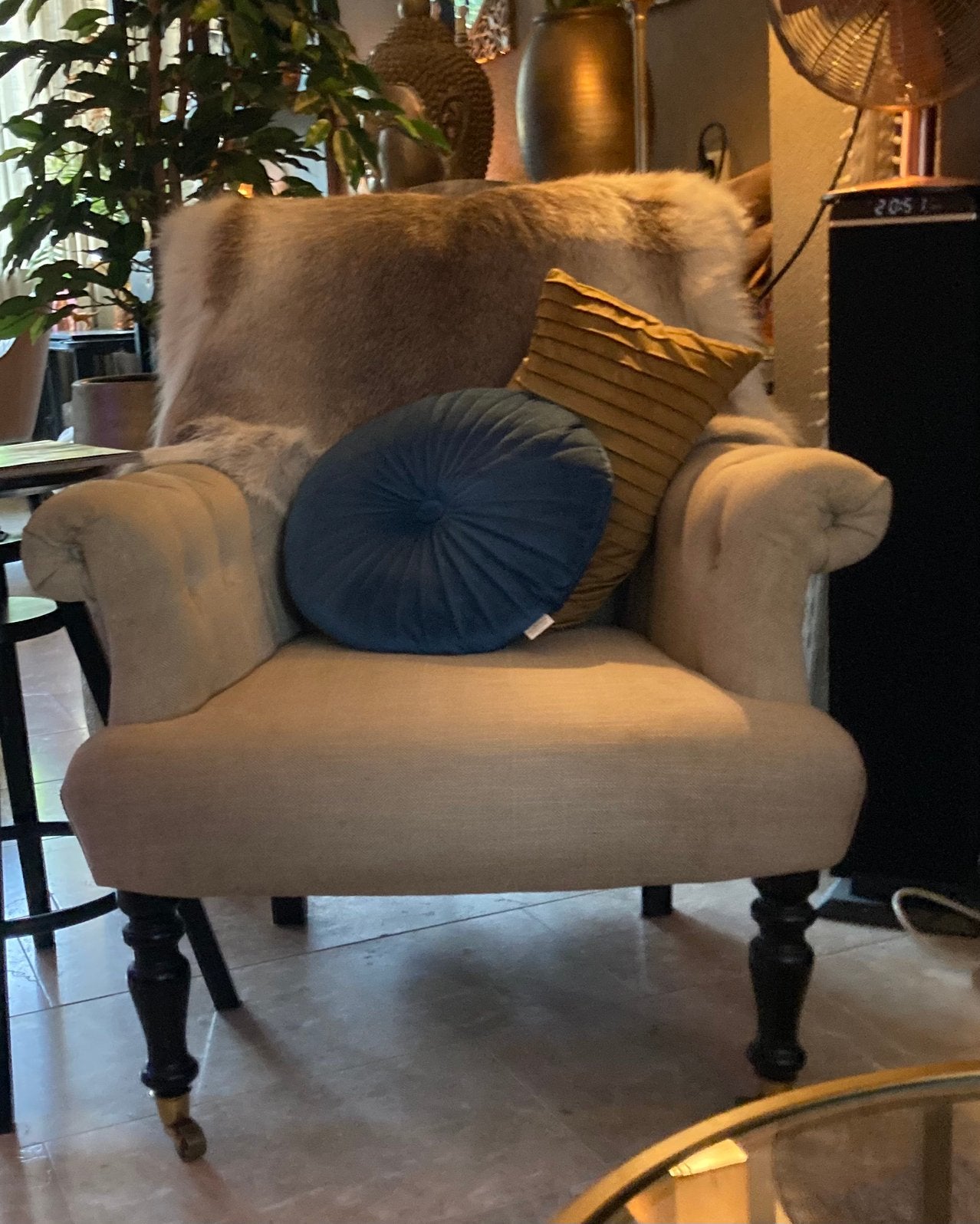 2 klassieke gecapitonneerde fauteuil met Queen Anne-poten.2x, Ophalen, Overige materialen, Gebruikt, 75 tot 100 cm