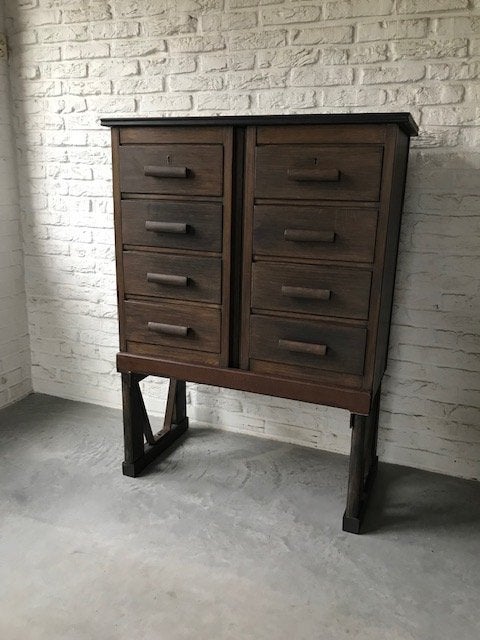 Ladenkast, Eikenhout, Zo goed als nieuw, 3 of 4 laden, Minder dan 100 cm