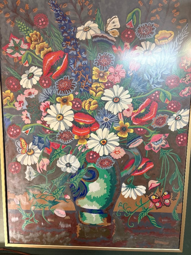Vintage Bloemstilleven Olieverf op Papier., Antiek en Kunst, Kunst | Schilderijen | Klassiek, Ophalen
