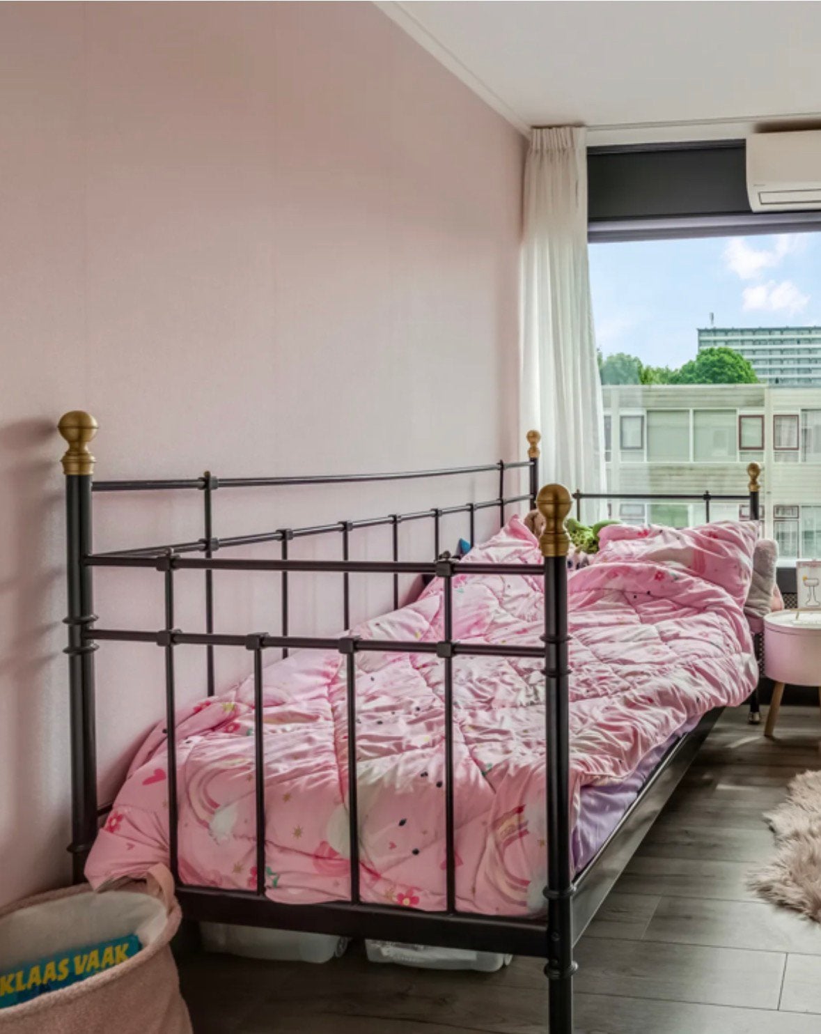 Bed ijzeren 1 persoons, Ophalen, 90 cm, Eenpersoons, Zwart