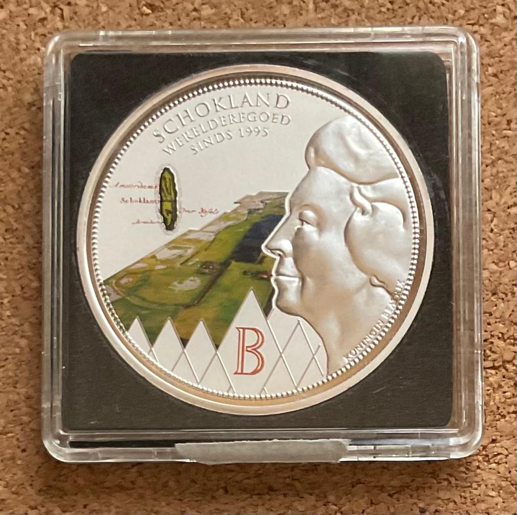 Penning - KONINGIN BEATRIX - SCHOKLAND WERELDERFGOED 1995, Ophalen of Verzenden, Overige materialen, Nederland