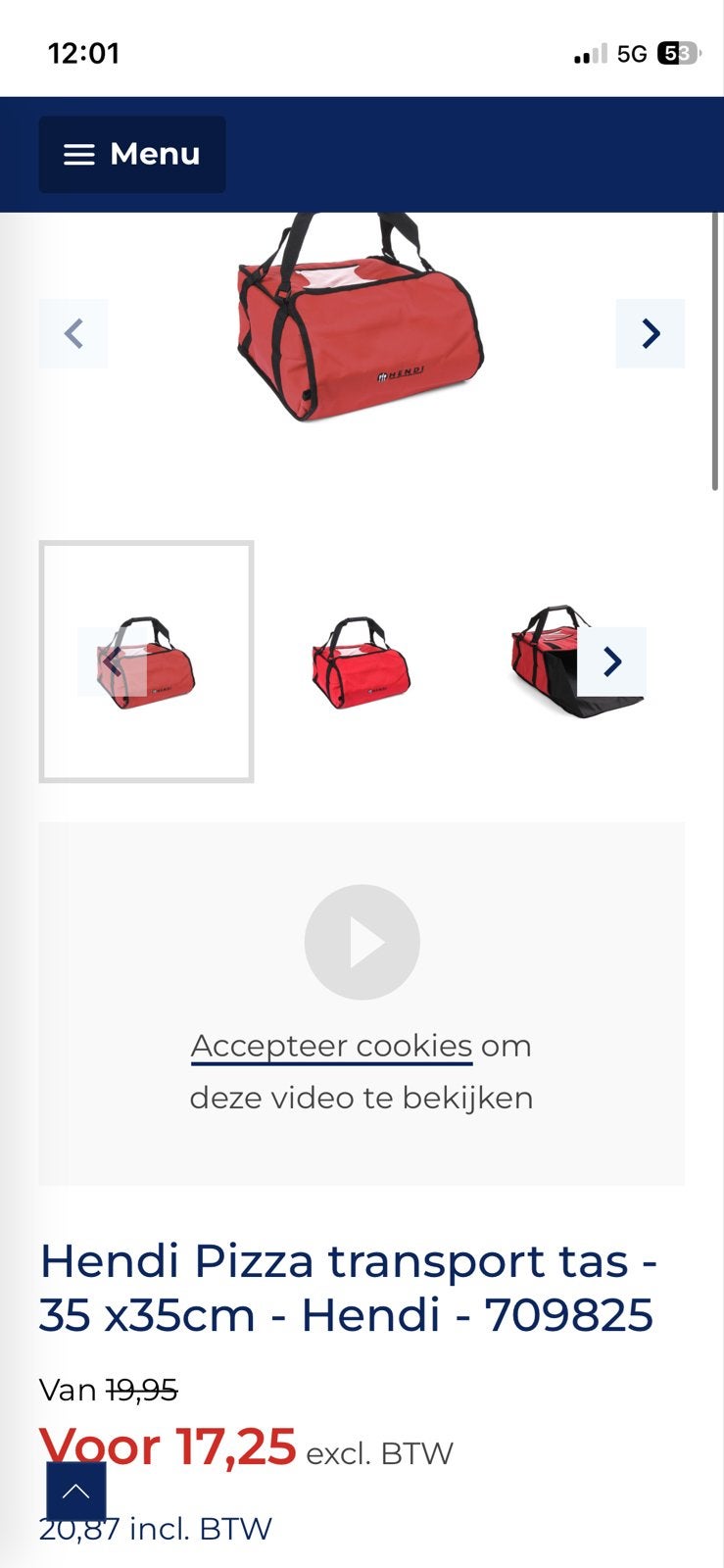 Hendi Pizza transport tas - 35x35cm - Nieuwstaat, Ophalen of Verzenden