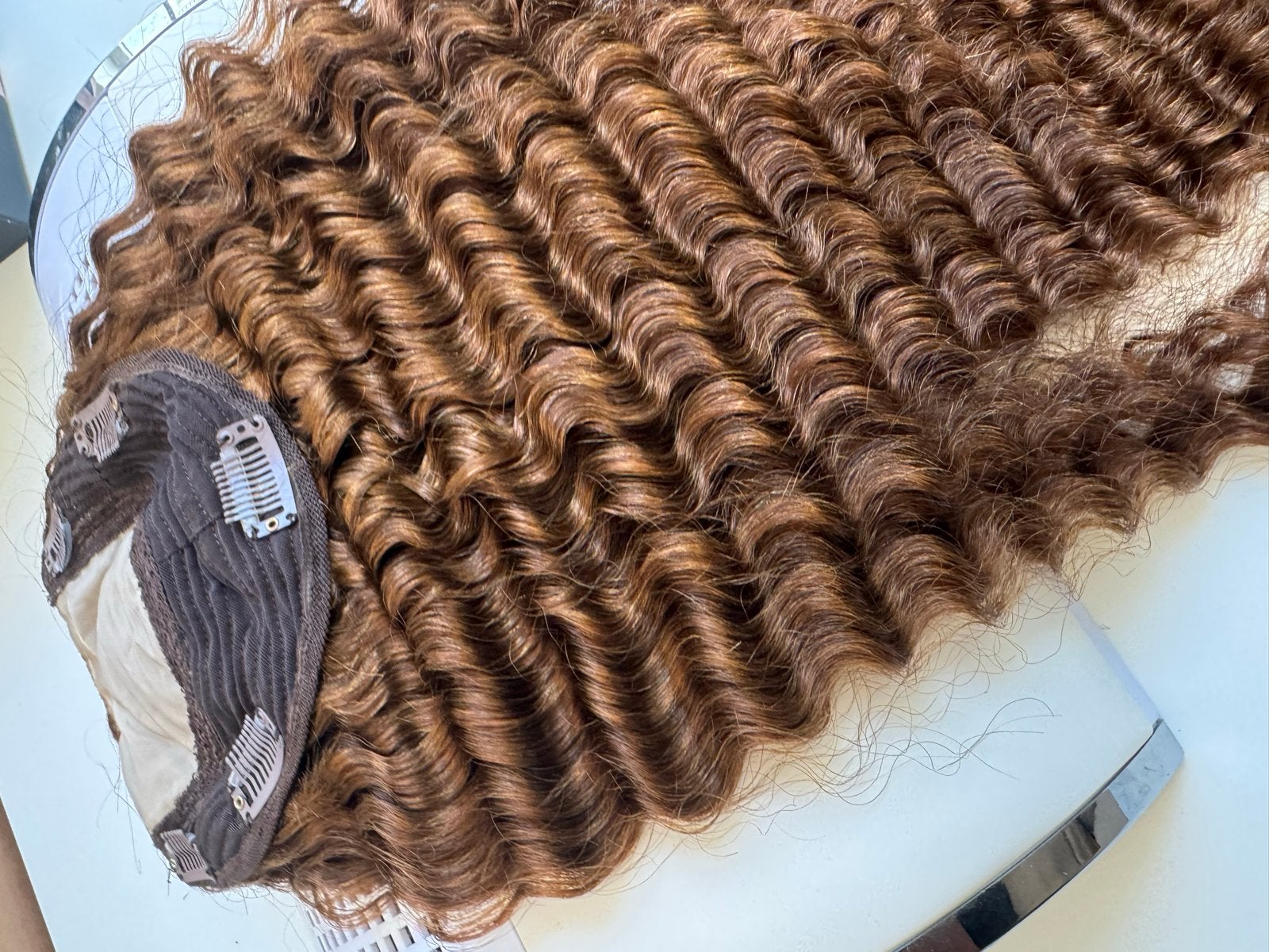 Haartopper met clips, swiss lace, ca. 20 cm, kleur 6, Secret Hair Lengths, Nieuw, Ophalen of Verzenden, Pruik of Haarverlenging
