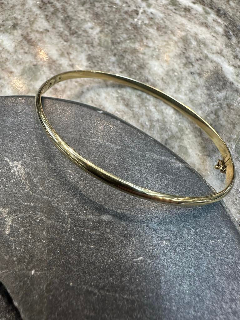 14k Gouden Gladde Slavenarmband, Ophalen of Verzenden, Gebruikt, Goud