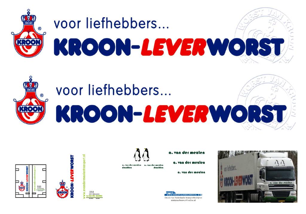 Vrachtauto decal 1:50 A van der Meulen ( kroon-leverworst ), Hobby en Vrije tijd, Modelauto's | 1:50, Verzenden, Nieuw, Bus of Vrachtwagen