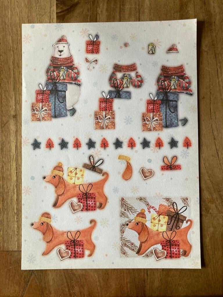 Uitdrukvel Kerst cadeautje ijsbeer hond, Ophalen of Verzenden, Nieuw, Kerst, Knipvel