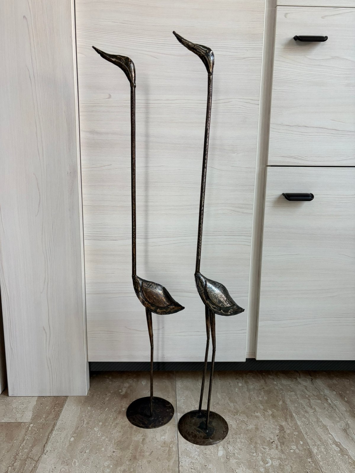 Decoratieve metalen kraanvogels - set van 2, Ophalen, Zo goed als nieuw, Metaal