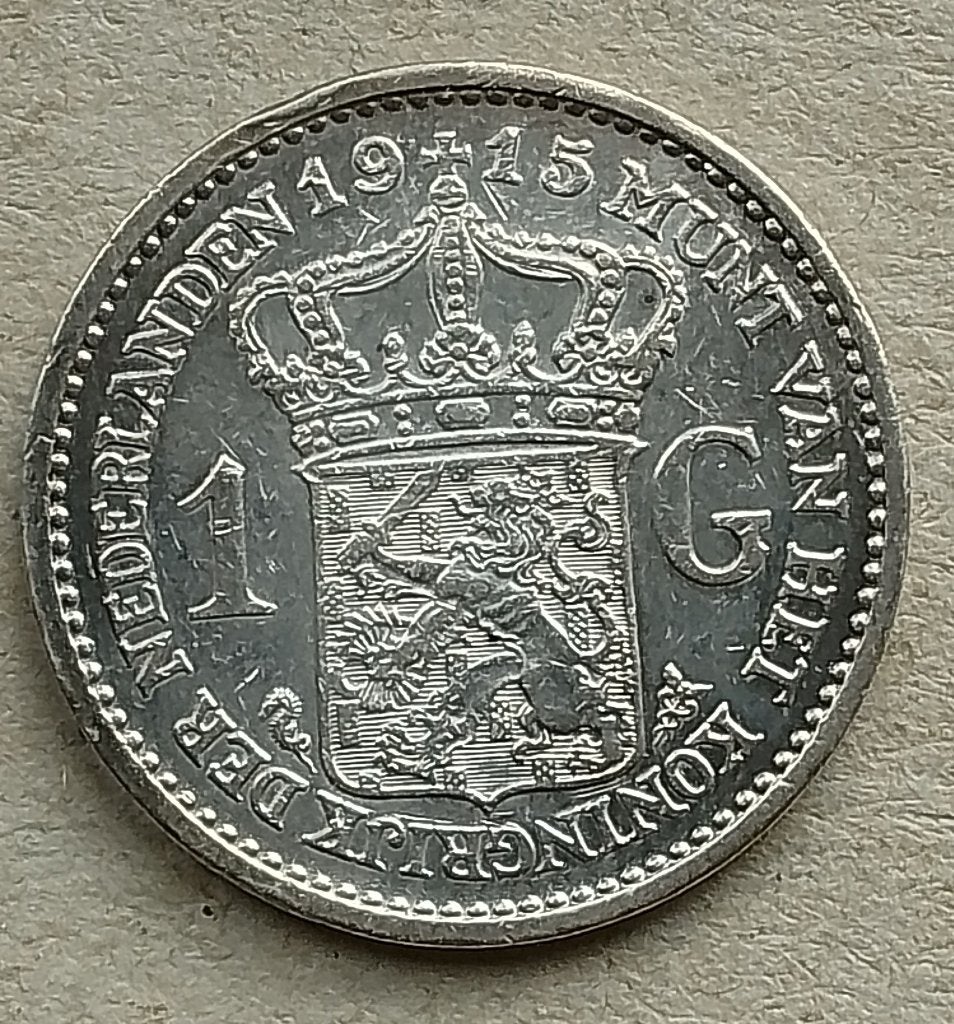 Nederland 1 gulden 1915, 1 gulden, Zilver, Ophalen of Verzenden, Koningin Wilhelmina