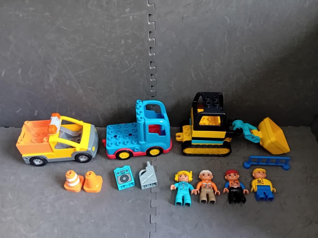 Lego Duplo Bouwvakkers met auto's, Inclusief minifiguren, Gebruikt, ., Ophalen of Verzenden