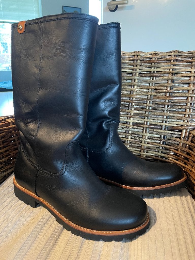 NIEUWE hoge leren laarzen maat 41 (Panama Jack), Hoge laarzen, Zwart, Nieuw, Ophalen of Verzenden