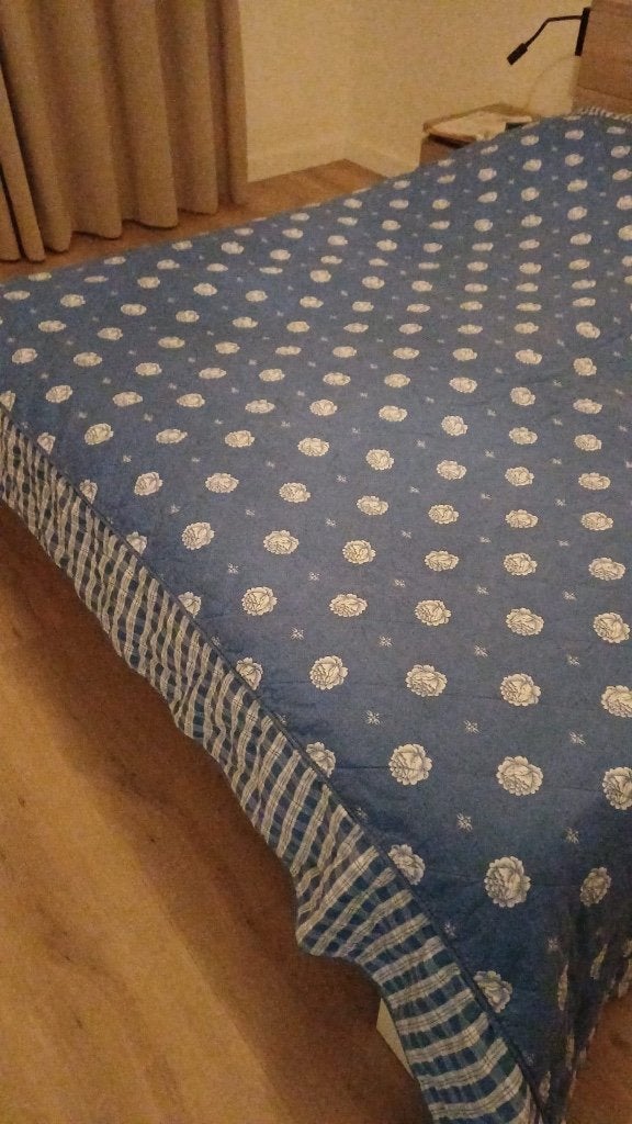 Sprei, Huis en Inrichting, Slaapkamer | Beddengoed, Ophalen, Gebruikt, Blauw, Ademend