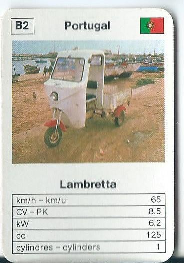 kwartetkaart Maxi- Mini "mini' Lambretta, Ophalen of Verzenden, Zo goed als nieuw, Auto's