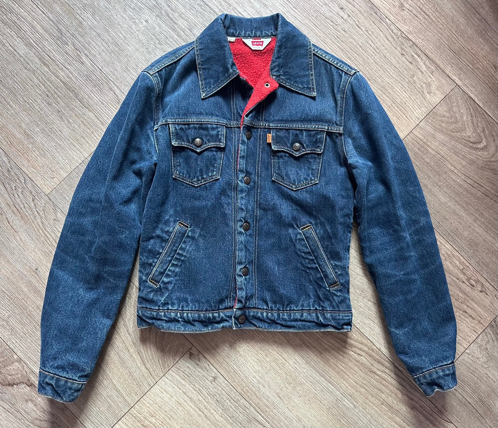 Vintage Levis spijkerjas Levis orange tab maat XS, Ophalen of Verzenden, Gedragen, Maat 34 (XS) of kleiner, Blauw