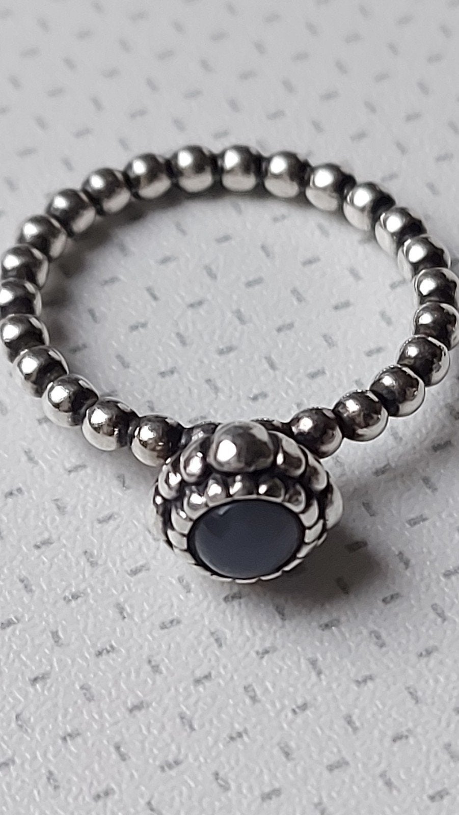 Originele Pandora bolletjes ring met grijze steen, Ophalen of Verzenden, Dame, Zilver, Zilver