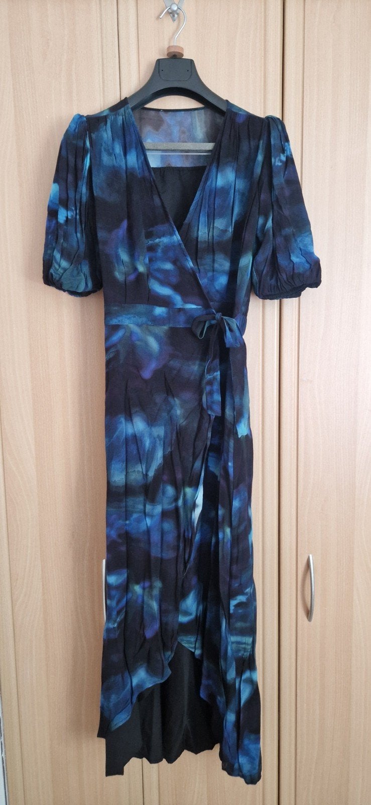 Lange wikkeljurk met kleine beschadiging maat S/M, Blauw, Ophalen of Verzenden, Shoeby, Maat 36 (S)