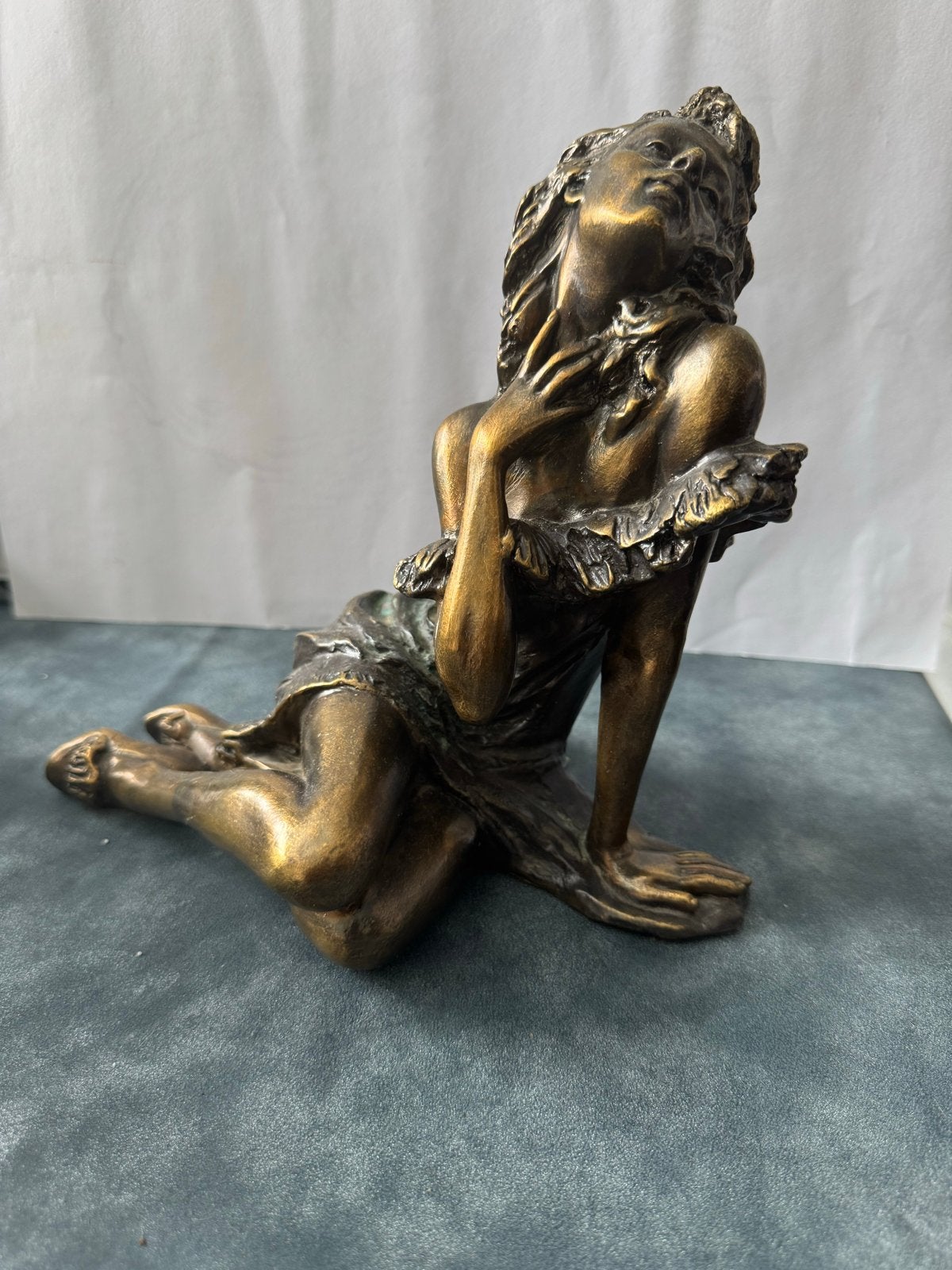 Andre Paor Massief Bronzen Beeld -  Vrouw (Art Deco/Romantie, Art deco, Ophalen of Verzenden, Brons, Beeld