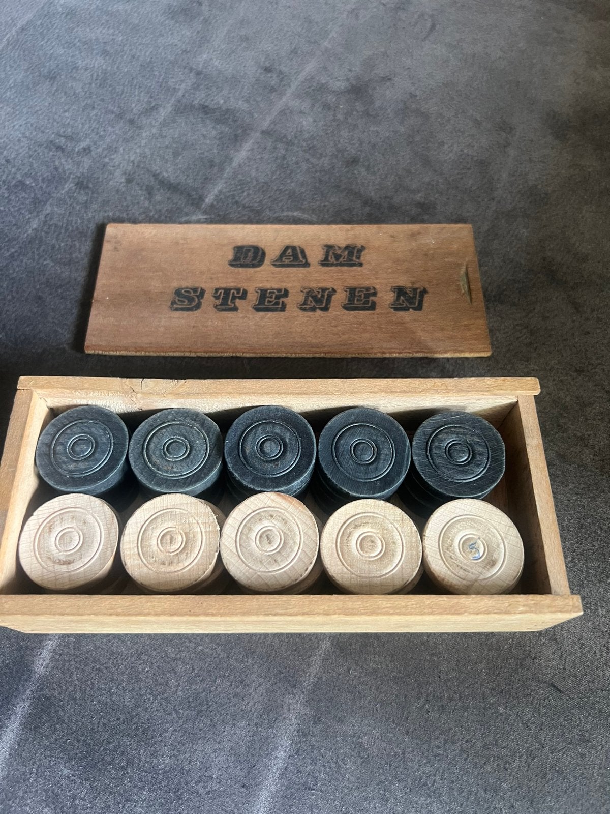Vintage Damstenen Hout., Een of twee spelers, Ophalen of Verzenden, Zo goed als nieuw
