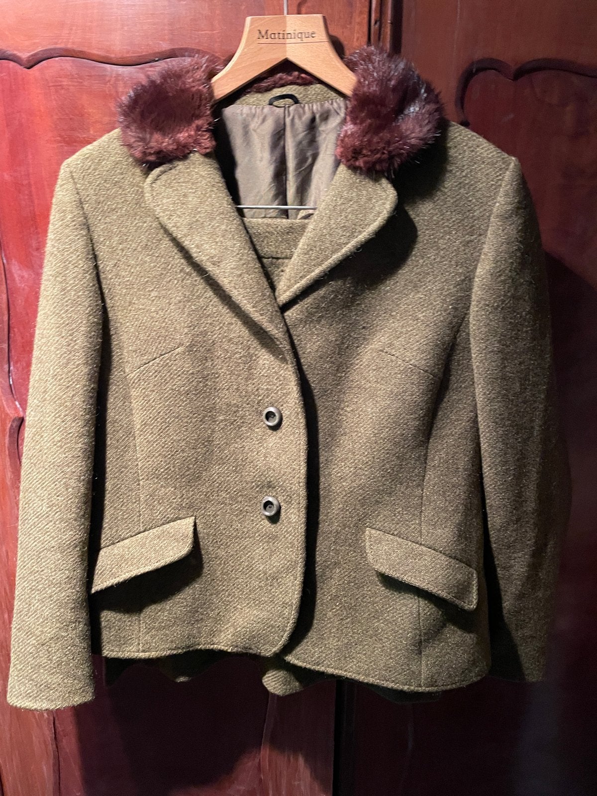 Vintage Mantelpak Retro Wol Maat 38/40 Rok met Colbert, Kleding | Dames, Maat 38/40 (M), Kostuum of Pak, Ophalen of Verzenden
