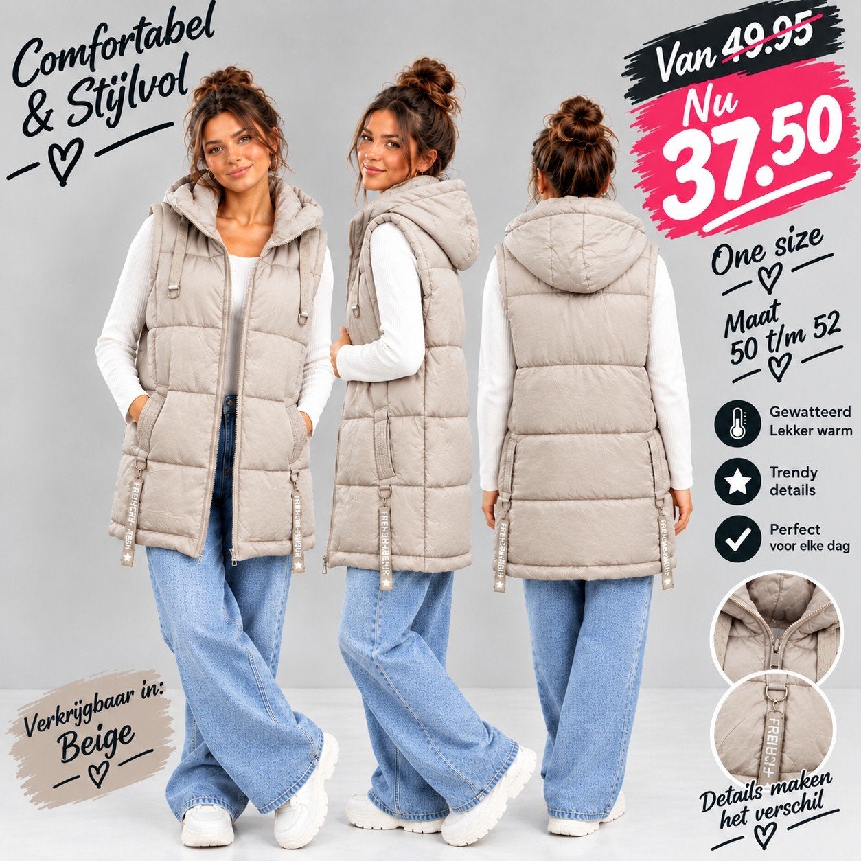 Bodywarmer maat 5052, Kleding | Dames, Verzenden, Nieuw, Jas of Mantel