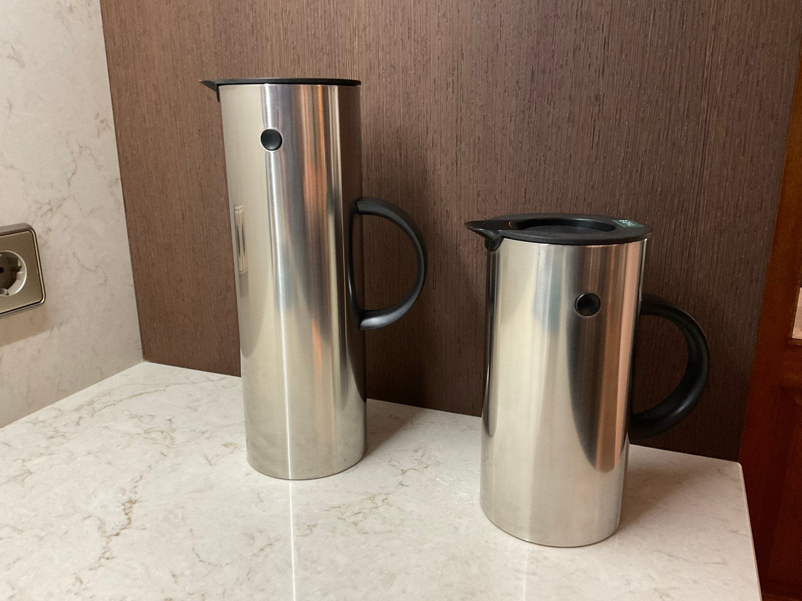 Stelton theekan/thermoskan - RVS  set 1 L 500 ml, Overige typen, Zilver, Ophalen of Verzenden, Zo goed als nieuw