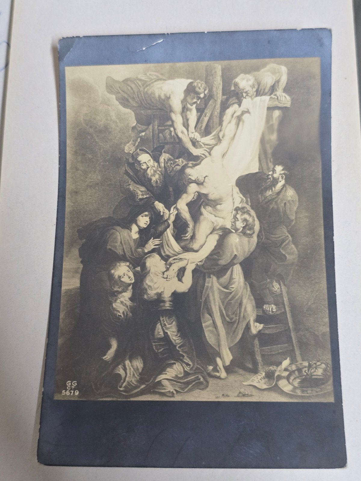 Antieke prent Kruisafneming Christus, religieuze kunst, Verzamelen, Ophalen of Verzenden