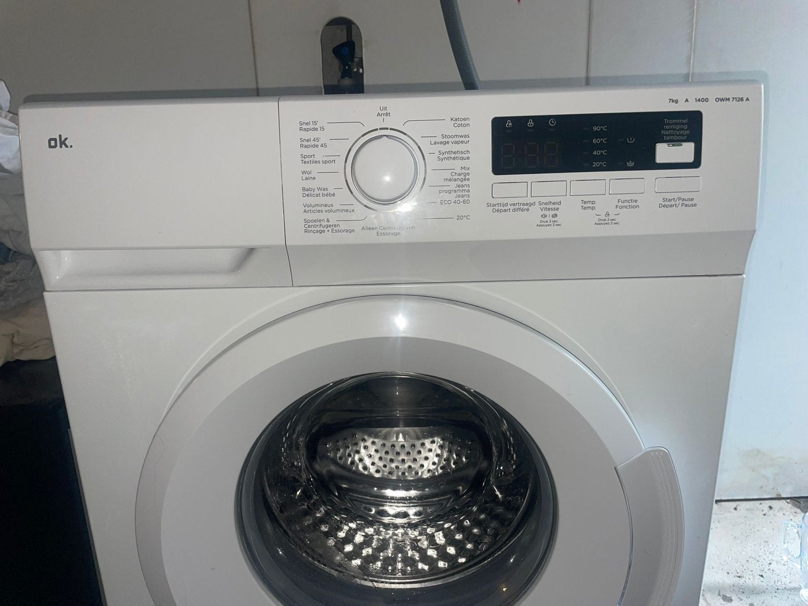 OK. OWM 7126 A Wasmachine 7kg 1400 toeren, Ophalen, Zo goed als nieuw, 85 tot 90 cm, 1200 tot 1600 toeren