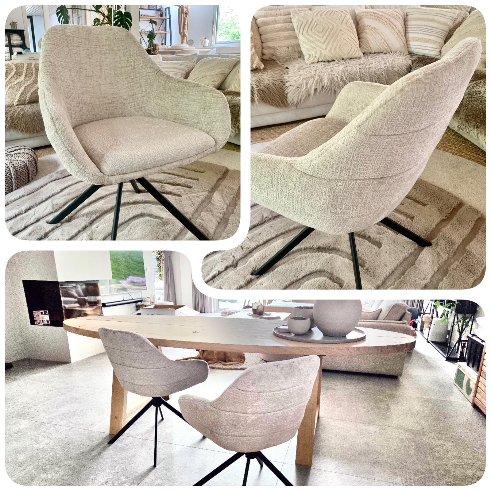 6 Jule champagne- luxe draaibare eetkamerstoelen- fotoshoot, Ophalen, Overige kleuren, Zo goed als nieuw, Stof