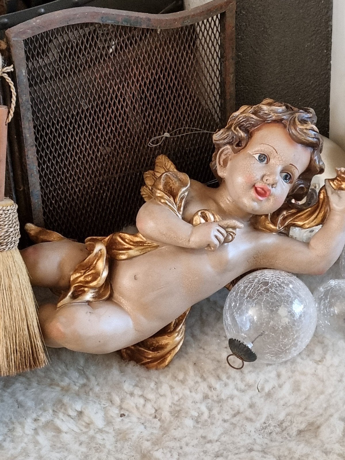 Vintage Cherubijn Beeldje - Decoratieve Engel, Ophalen of Verzenden
