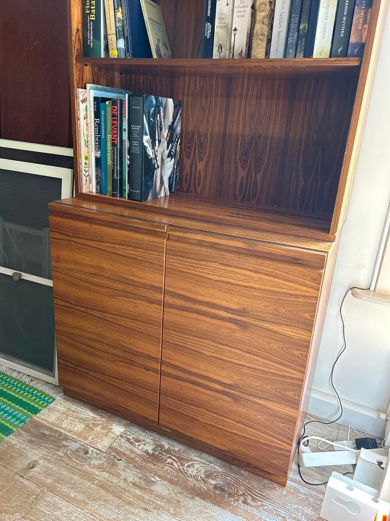 Palisander vintage Wilhelm Renz boekenkast met opbergruimte, Ophalen of Verzenden