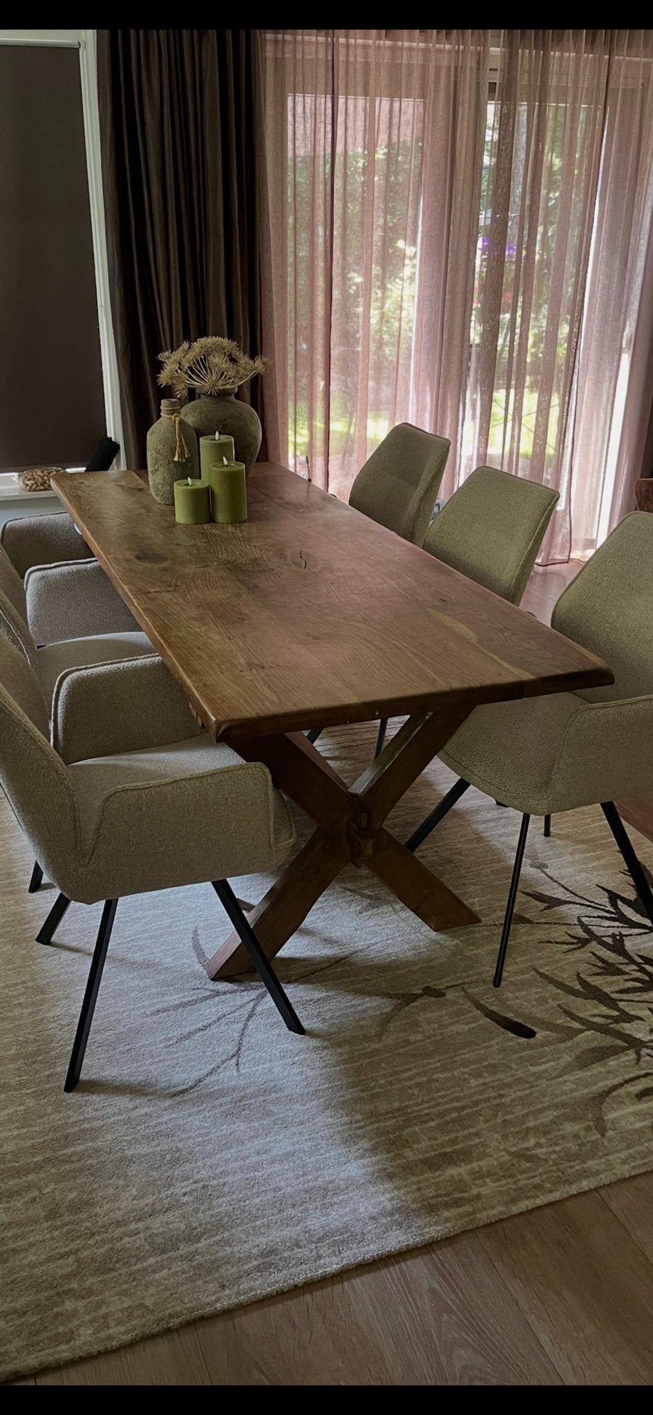 Oude Franse tafel - 200x70 cm - Eigele beits, Ophalen, Gebruikt, 50 tot 100 cm, Vijf personen of meer