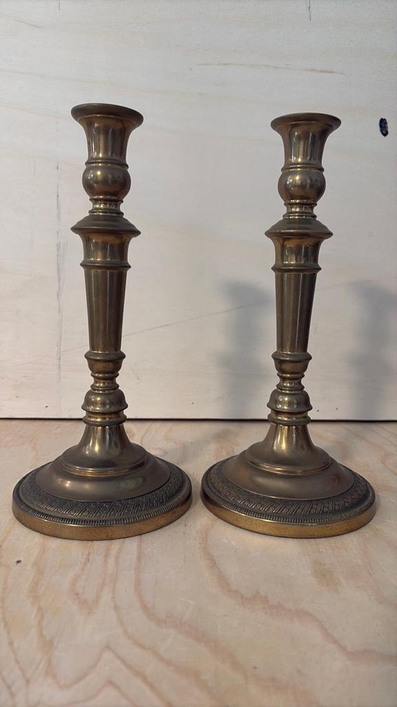 Antieke Empire Bronzen Kandelaars - 19e Eeuw België, Antiek en Kunst, Antiek | Kandelaars, Ophalen of Verzenden, Koper of Brons