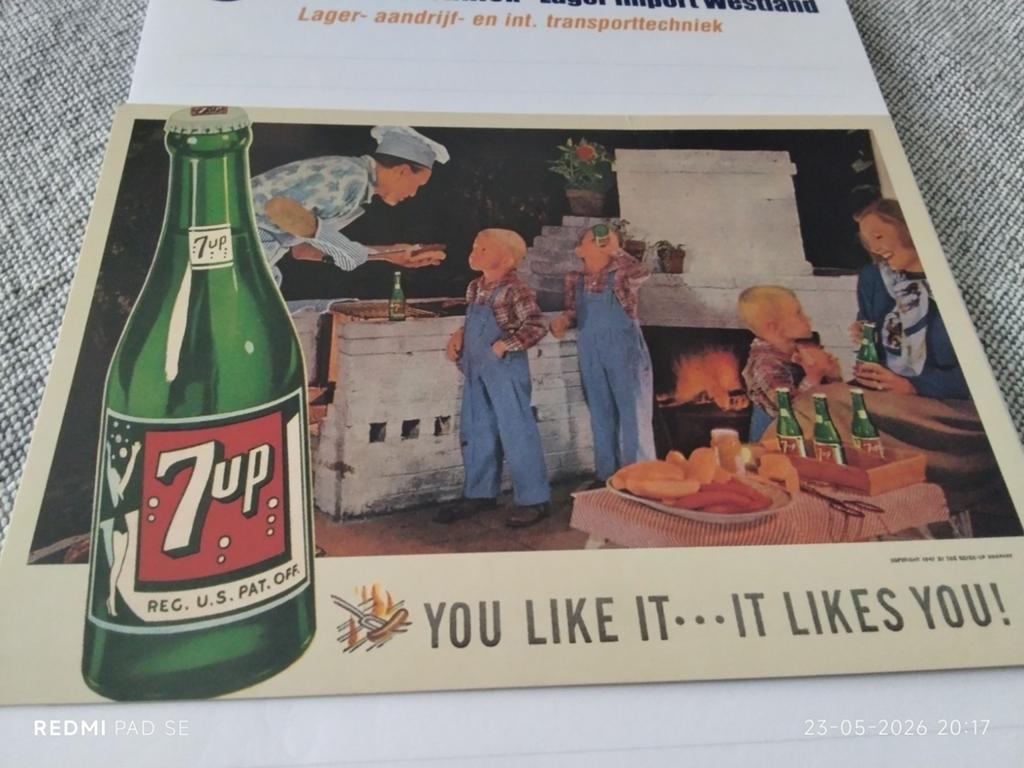 Vintage 7UP Reclame ANSICHTKAART. Ongelopen., Ophalen of Verzenden, Voor 1940, Overige onderwerpen