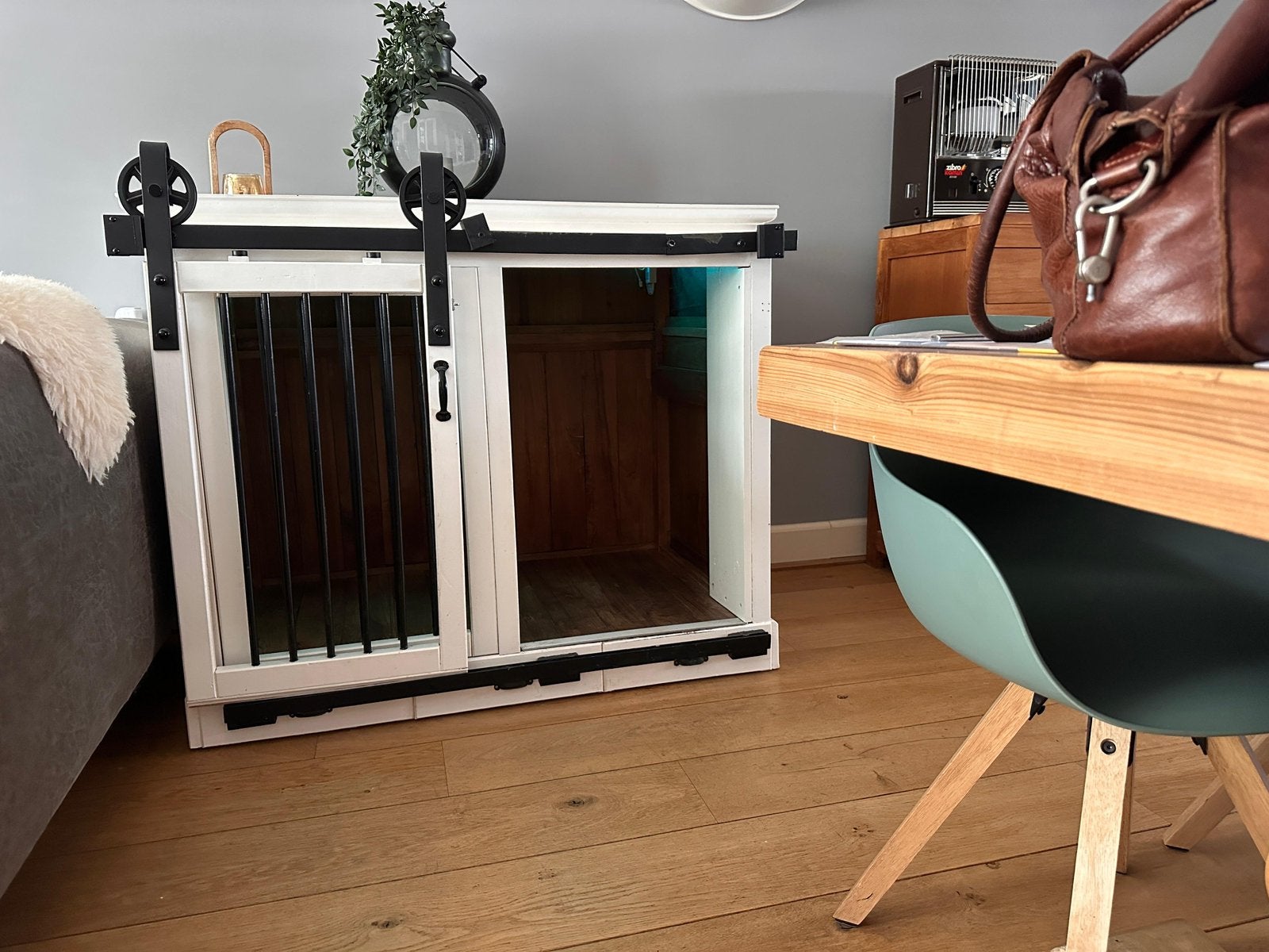 Bench Teakhout met ijzeren spijlen op maat gemaakt, Ophalen, Gebruikt, 110 cm of meer, 100 cm of meer