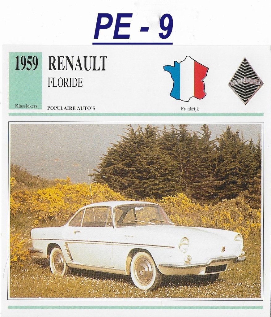 Pe9 autokaart renault floride ( 1959 ), Ophalen of Verzenden, Zo goed als nieuw, Auto's