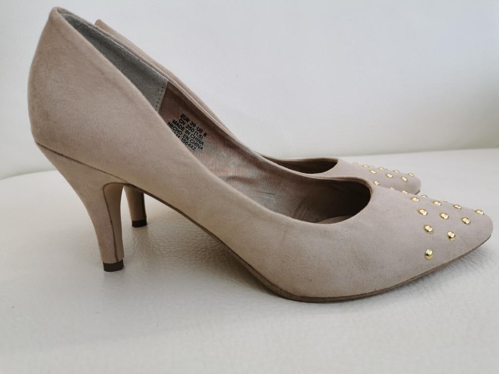 H&M pumps mt. 39, Verzenden, Beige, Zo goed als nieuw, Pumps