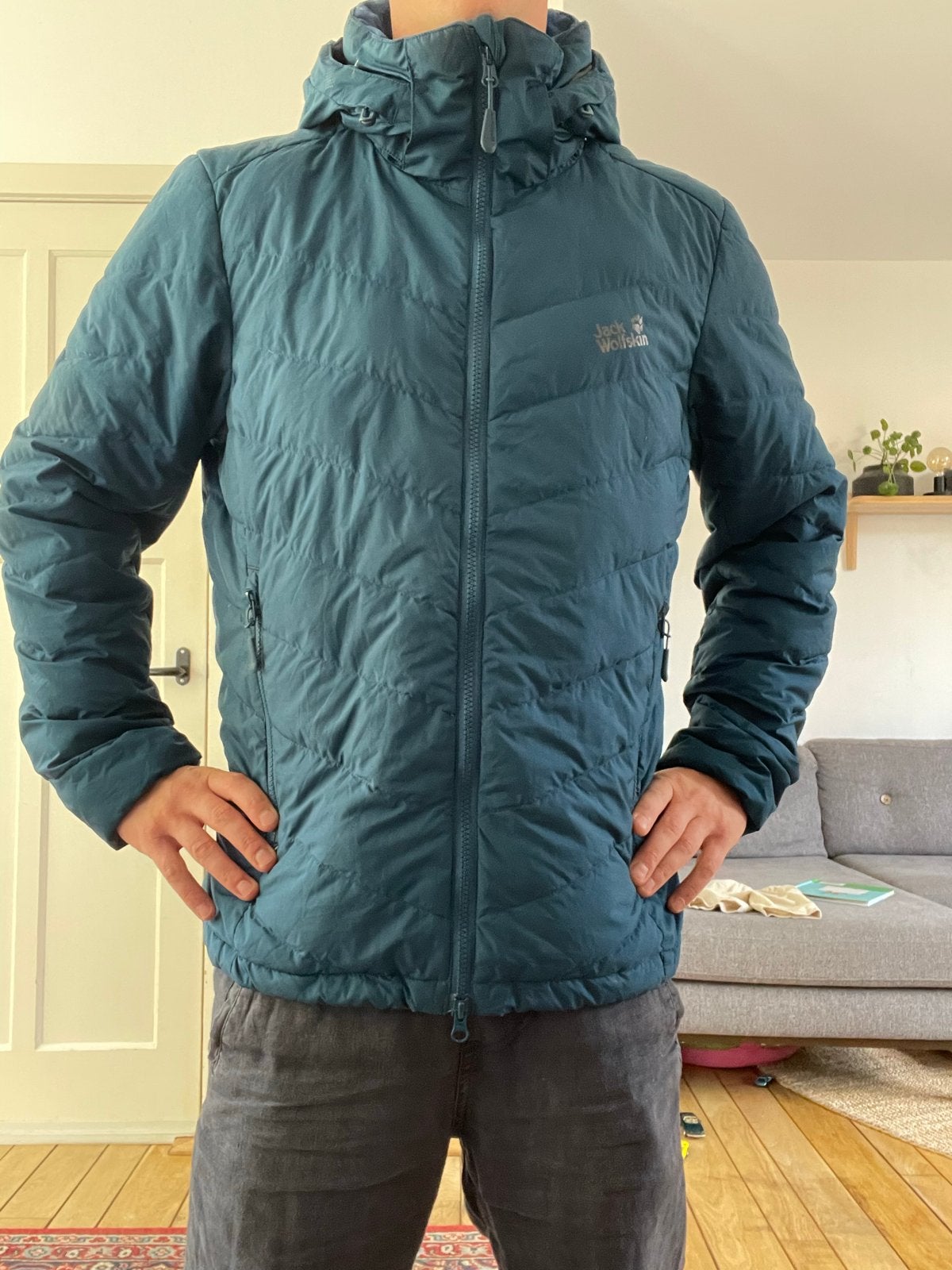 Jack Wolfskin donsjas, Ophalen, Zo goed als nieuw, Maat 52/54 (L), Blauw