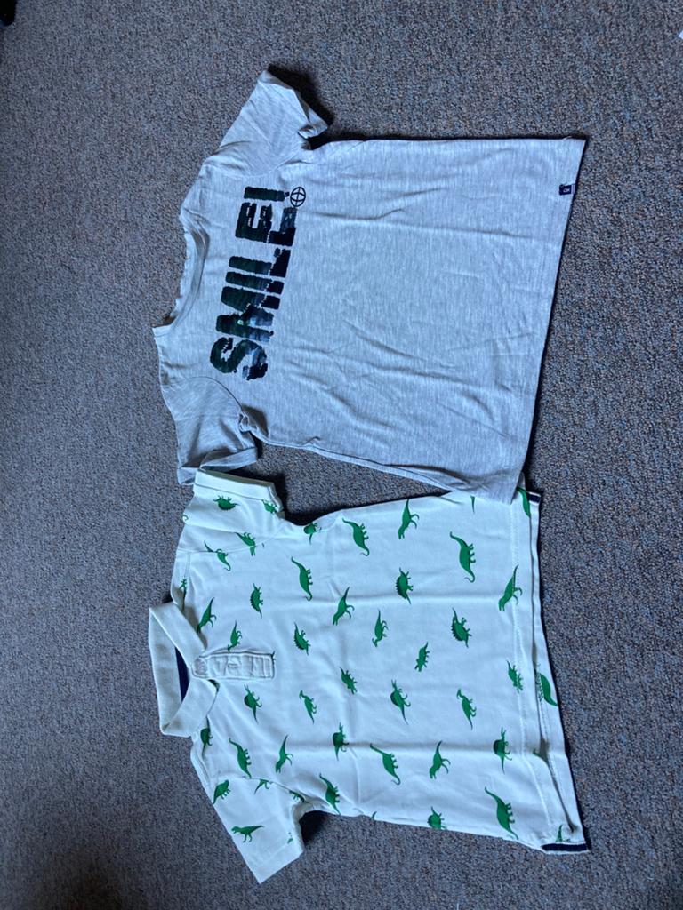 Dinosaurus polo en t shirt maat 110-116, Kinderen en Baby's, Kinderkleding | Maat 110, Ophalen of Verzenden, Zo goed als nieuw